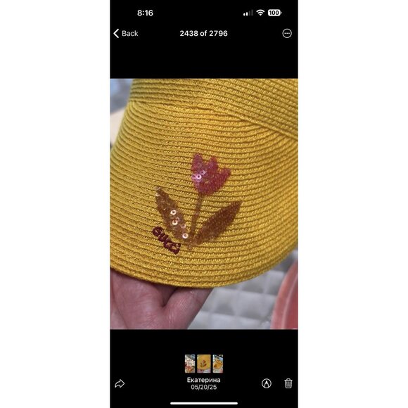 NWT GUCCI Hat Sun Visor Straw Yellow Sz S 100% Authentic - Picture 8 of 10